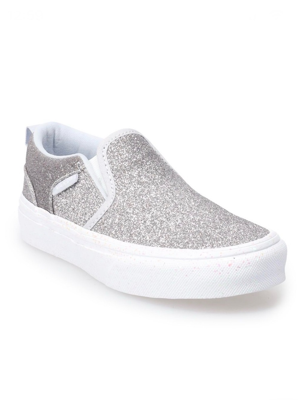 Vans Silver ‘Asher Glitter Sidewall’ Slip-Ons